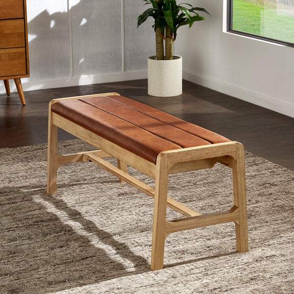Skovde Upholstered Foam Seat Bench Scandinavian Style for Bedroom or Entryway