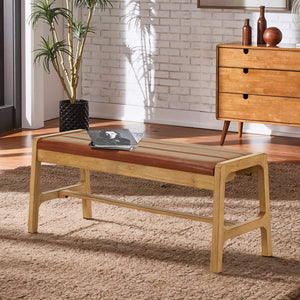 Skovde Upholstered Foam Seat Bench Scandinavian Style for Bedroom or Entryway