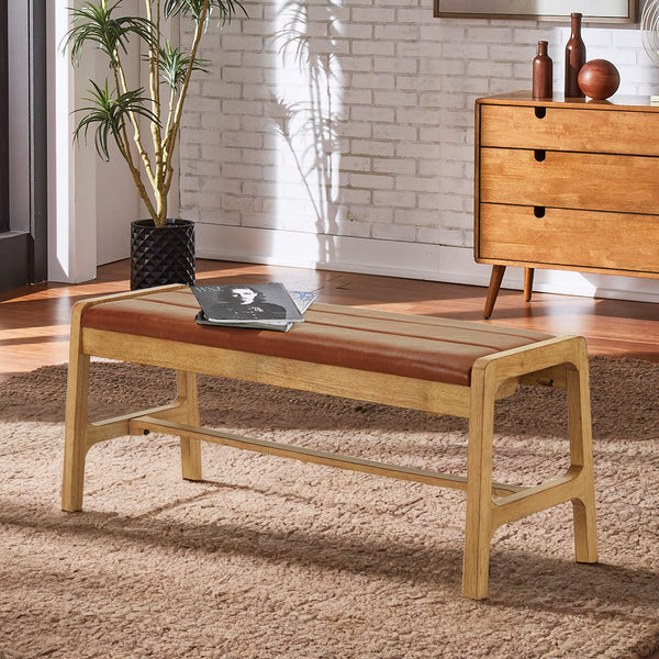 Skovde Upholstered Foam Seat Bench Scandinavian Style for Bedroom or Entryway
