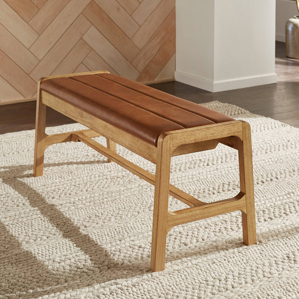 Skovde Upholstered Foam Seat Bench Scandinavian Style for Bedroom or Entryway