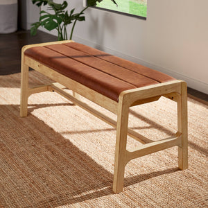 Skovde Upholstered Foam Seat Bench Scandinavian Style for Bedroom or Entryway