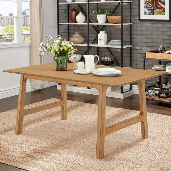 Skovde 72 Inch Rubberwood Rectangular Dining Table Seats Six Modern Scandinavian Style