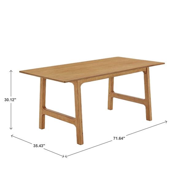 Skovde 72 Inch Rubberwood Rectangular Dining Table Seats Six Modern Scandinavian Style