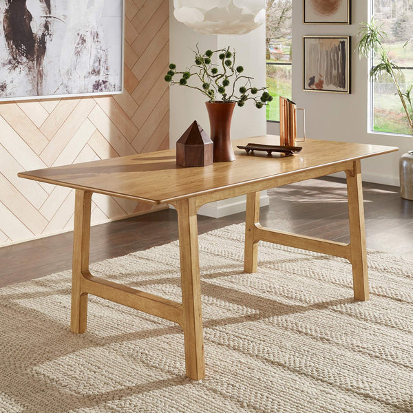 Skovde 72 Inch Rubberwood Rectangular Dining Table Seats Six Modern Scandinavian Style