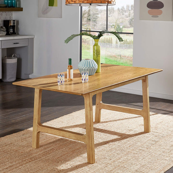 Skovde 72 Inch Rubberwood Rectangular Dining Table Seats Six Modern Scandinavian Style