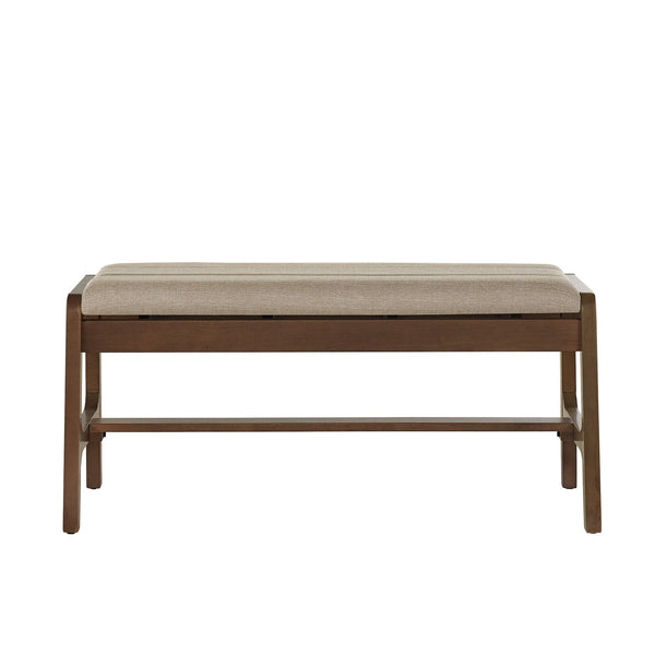Homelegance Skovde Upholstered Foam Seat Bench Scandinavian Style for Bedroom or Entryway Walnut / Beige 595WN-14BF
