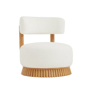 English Elm Modern Boucle Armless Accent Chair Thatched Wood Base Cozy Reading Seat for Any Room Beige N760P369286A