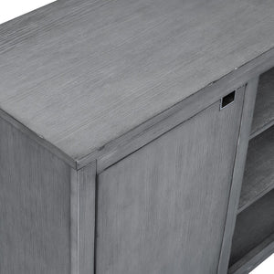 English Elm Pacific Heights Scandinavian Ash Grey Media Console with Open Shelving for Living Rooms B108P481209