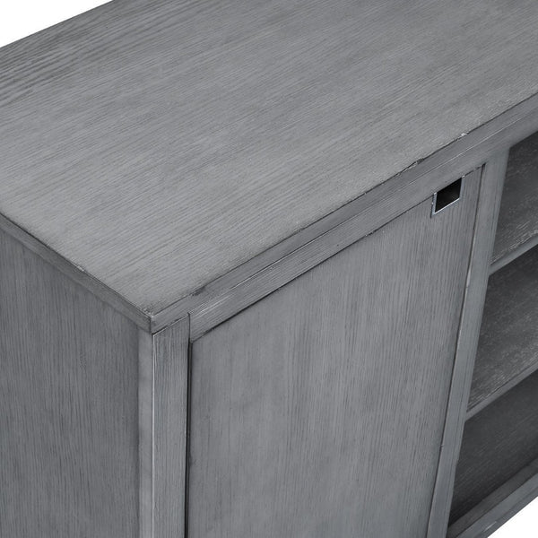 English Elm Pacific Heights Scandinavian Ash Grey Media Console with Open Shelving for Living Rooms B108P481209