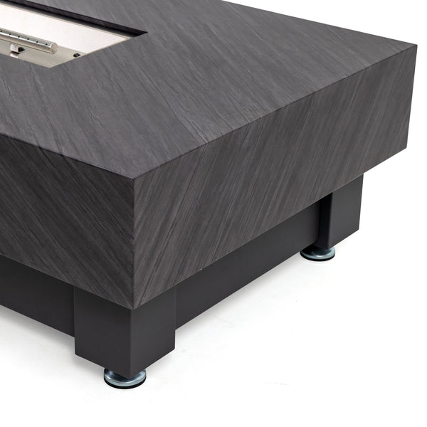 English Elm 60-INCH Modern Fire Pit Table with Stainless Steel Burner, Rain Cover, Propane Heater for Patio Gatherings Black,Stone Gray W3131P333709