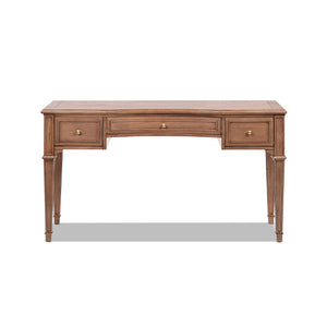 English Elm Dauphin Rubberwood Executive Desk with Soft Close Drawers and Satin Gold Hardware B2719P468876