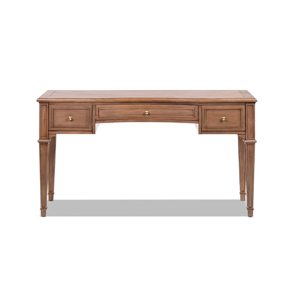 English Elm Dauphin Rubberwood Executive Desk with Soft Close Drawers and Satin Gold Hardware B2719P468876