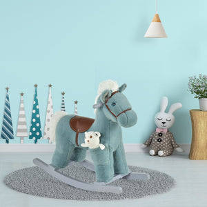 English Elm Qaba Plush Rocking Horse Ride on Toddler Toy with Sounds and Bonus Bear Companion W2225P229209