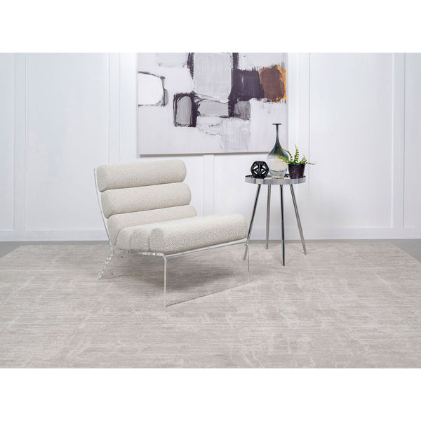 English Elm Freeman Bouclé Upholstered Armless Acrylic Chair with Channel-Tufted Comfort and Clear Modern Frame Ivory B062P299961
