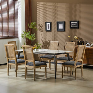 English Elm Christopher Knight Home® - [Set Of 6] Vintage-Inspired French Country Dining Chairs - Elegant Cane Backrest & Upholstered Comfort N767P263678H_6