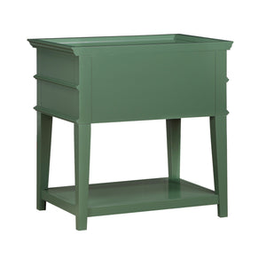 English Elm Carmona Midnight Blue Tray Top Nightstand with Two Drawers, Open Shelf, Brushed Gold Ring Pulls Antique Green B050P376936
