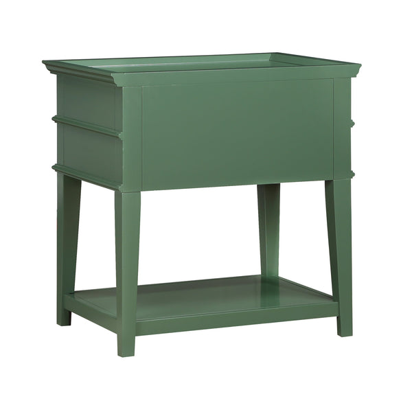 English Elm Carmona Midnight Blue Tray Top Nightstand with Two Drawers, Open Shelf, Brushed Gold Ring Pulls Antique Green B050P376936