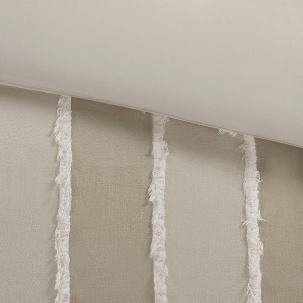 English Elm 3 Striped Cotton Comforter Set Full/Queen with Clip Jacquard Trim, Hypoallergenic OEKO-TEX Certified Bedding taupe 22.83 L x 22.05 W x 10.63 H B035P268144