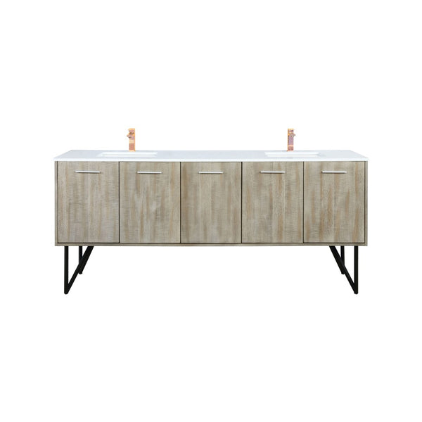 English Elm Rustic Acacia Double Bath Vanity With White Quartz Top & Rose Gold Faucet - Stylish Storage Solutions B2731P259652-GIGA