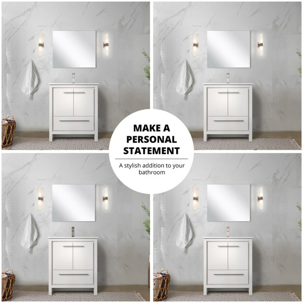 English Elm White Bath Vanity With White Quartz Top & Brushed Nickel Faucet - Elegant, Durable, Easy Install! B2731P259321-GIGA