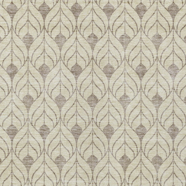 Homeroots 3' Beige And Taupe Geometric Washable Area Rug For Indoor Or Outdoor Use - Stylish And Durable 9' X 12' Polyester 596001