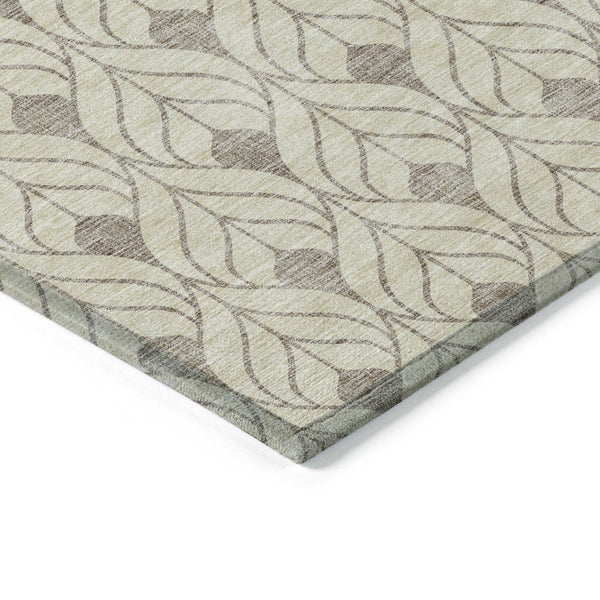 Homeroots 3' Beige And Taupe Geometric Washable Area Rug For Indoor Or Outdoor Use - Stylish And Durable 10' X 14' Polyester 596002