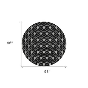 Homeroots 3' Beige And Taupe Geometric Washable Area Rug For Indoor Or Outdoor Use - Stylish And Durable 8' Round Polyester 596005