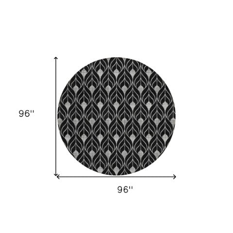 Homeroots 3' Beige And Taupe Geometric Washable Area Rug For Indoor Or Outdoor Use - Stylish And Durable 8' Round Polyester 596005