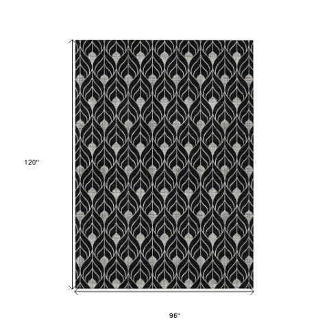 Homeroots 3' Beige And Taupe Geometric Washable Area Rug For Indoor Or Outdoor Use - Stylish And Durable 8' X 10' Polyester 596006