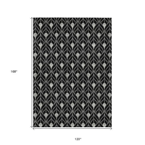 Homeroots 3' Beige And Taupe Geometric Washable Area Rug For Indoor Or Outdoor Use - Stylish And Durable 10' X 14' Polyester 596008