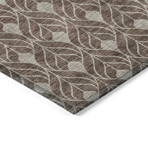 Homeroots 3' Beige And Taupe Geometric Washable Area Rug For Indoor Or Outdoor Use - Stylish And Durable 3' X 5' Polyester 596009