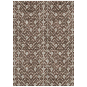 Homeroots 3' Beige And Taupe Geometric Washable Area Rug For Indoor Or Outdoor Use - Stylish And Durable 5' X 8' Polyester 596010