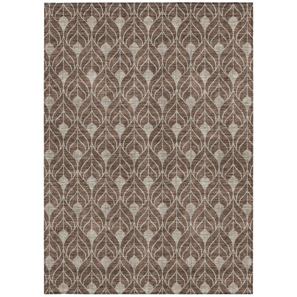 Homeroots 3' Beige And Taupe Geometric Washable Area Rug For Indoor Or Outdoor Use - Stylish And Durable 5' X 8' Polyester 596010