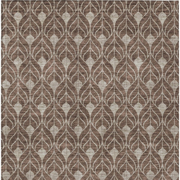 Homeroots 3' Beige And Taupe Geometric Washable Area Rug For Indoor Or Outdoor Use - Stylish And Durable 8' X 10' Polyester 596012