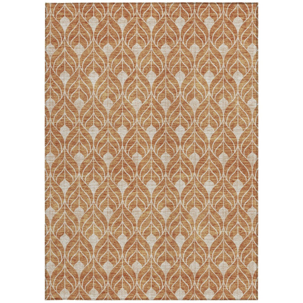 Homeroots 3' Beige And Taupe Geometric Washable Area Rug For Indoor Or Outdoor Use - Stylish And Durable 5' X 8' Polyester 596016
