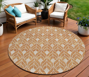 Homeroots 3' Beige And Taupe Geometric Washable Area Rug For Indoor Or Outdoor Use - Stylish And Durable 8' Round Polyester 596017
