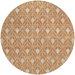 Homeroots 3' Beige And Taupe Geometric Washable Area Rug For Indoor Or Outdoor Use - Stylish And Durable 8' Round Polyester 596017