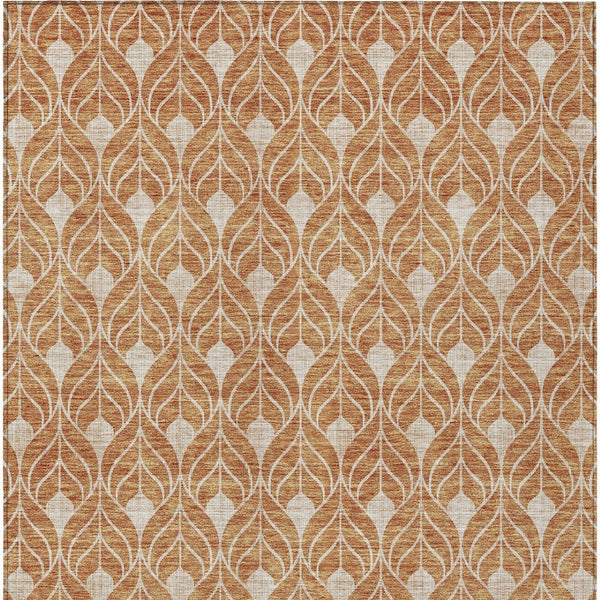 Homeroots 3' Beige And Taupe Geometric Washable Area Rug For Indoor Or Outdoor Use - Stylish And Durable 8' X 10' Polyester 596018