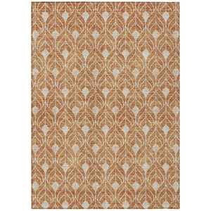 HomeRoots 5' Copper and Beige Geometric Area Rug – Durable, Washable Indoor/Outdoor Mat for High-Traffic Spaces 8' X 10' 596018