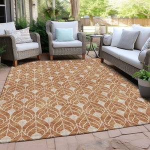 Homeroots 3' Beige And Taupe Geometric Washable Area Rug For Indoor Or Outdoor Use - Stylish And Durable 10' X 14' Polyester 596020