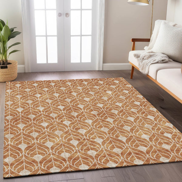 Homeroots 3' Beige And Taupe Geometric Washable Area Rug For Indoor Or Outdoor Use - Stylish And Durable 10' X 14' Polyester 596020
