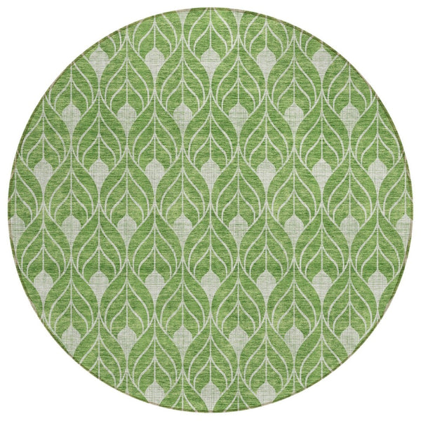 HomeRoots 5' Modern Green Geometric Area Rug – Durable, Washable, Stylish for Indoor & Outdoor Spaces 8' Round 596023