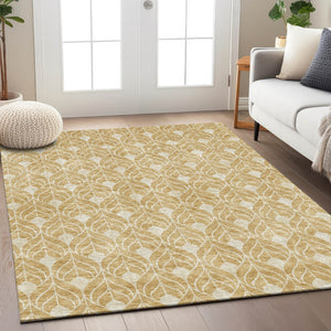 Homeroots 3' Beige And Taupe Geometric Washable Area Rug For Indoor Or Outdoor Use - Stylish And Durable 3' X 5' Polyester 596027