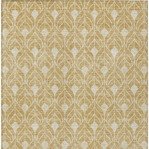 Homeroots 3' Beige And Taupe Geometric Washable Area Rug For Indoor Or Outdoor Use - Stylish And Durable 5' X 8' Polyester 596028