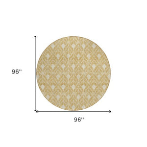 Homeroots 3' Beige And Taupe Geometric Washable Area Rug For Indoor Or Outdoor Use - Stylish And Durable 8' Round Polyester 596029