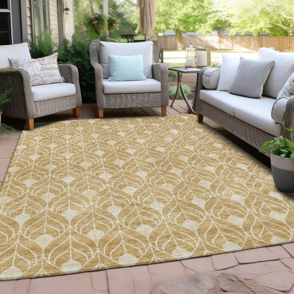 Homeroots 3' Beige And Taupe Geometric Washable Area Rug For Indoor Or Outdoor Use - Stylish And Durable 9' X 12' Polyester 596031