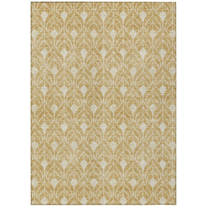 HomeRoots 9' Gold and Ivory Geometric Indoor Outdoor Area Rug - Machine Washable, Durable, Stylish & Versatile 596031