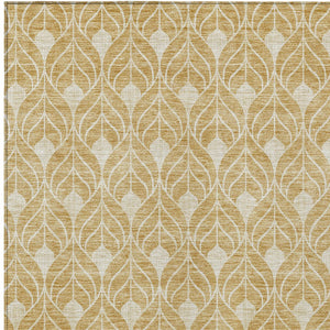 Homeroots 3' Beige And Taupe Geometric Washable Area Rug For Indoor Or Outdoor Use - Stylish And Durable 9' X 12' Polyester 596031