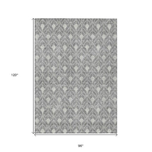 Homeroots 3' Beige And Taupe Geometric Washable Area Rug For Indoor Or Outdoor Use - Stylish And Durable 8' X 10' Polyester 596036