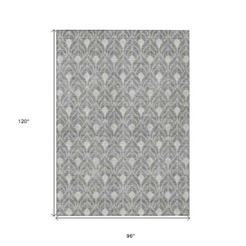 Homeroots 3' Beige And Taupe Geometric Washable Area Rug For Indoor Or Outdoor Use - Stylish And Durable 8' X 10' Polyester 596036